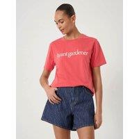 HUSH Pure Cotton Avant Gardener Slogan T-Shirt Red Mix