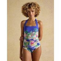 Joules Tummy Control Printed Halterneck Swimsuit Multi