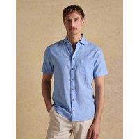 Joules Cotton Linen Blend Short Sleeve Shirt Light Blue