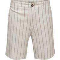 ONLY & SONS Loose Fit Cotton Linen Blend Chino Shorts Beige