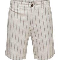 ONLY & SONS Loose Fit Cotton Linen Blend Chino Shorts Beige