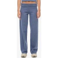 Superdry & Co Cotton Rich Striped Fold Over Slim Joggers Blue Mix