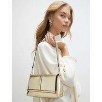 River Island Metallic Bar Front Clutch Bag Gold
