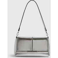 River Island Metallic Bar Front Clutch Bag Silver