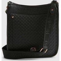 River Island Faux Leather Embossed Messenger Bag Black