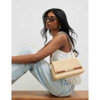 River Island Straw Shoulder Bag Beige