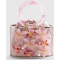 River Island Beaded Top Handle Grab Bag Pink