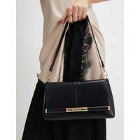 River Island Faux Leather Patent Finish Clutch Bag Black