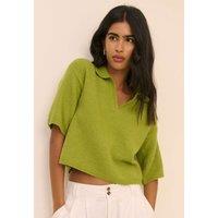 Nobody's Child Polo Neck Knitted Top with Wool Green