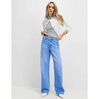 River Island High Waisted Straight Leg Jeans Bright Blue