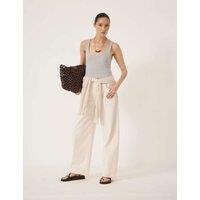 HUSH Striped Barrel Leg Jeans White Mix