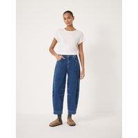 HUSH Seam Detail Barrel Leg Jeans Blue Denim