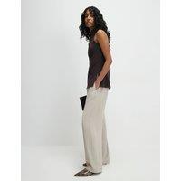 River Island Tailored Drawstring Wide Leg Trousers Stone