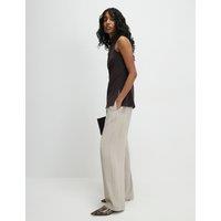 River Island Tailored Drawstring Wide Leg Trousers Stone