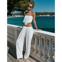 4th & Reckless Elasticated Waist Barrel Leg Trousers White