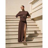4th & Reckless Maxi Side Split Beach Skirt Brown