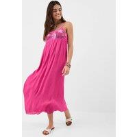 ACCESSORIZE Pure Cotton Cutwork Tie Back Maxi Beach Dress Pink