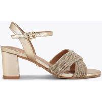 Carvela Wide Fit Metallic Sparkle Block Heel Sandals Gold