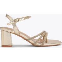 Carvela Wide Fit Metallic Sparkle Block Heel Sandals Gold