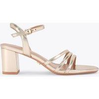 Carvela Wide Fit Metallic Ankle Strap Block Heel Sandals Gold