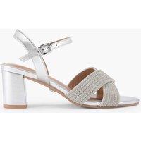Carvela Wide Fit Metallic Sparkle Block Heel Sandals Silver