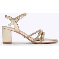 Carvela Wide Fit Metallic Sparkle Block Heel Sandals Gold