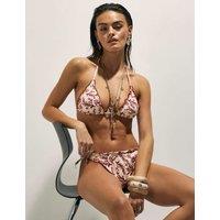 River Island Coral Print Halter Neck Triangle Bikini Top Cream Mix