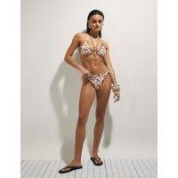 River Island Coral Broderie Tie Side Bikini Bottoms Cream Mix