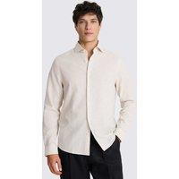 MOSS Cotton Linen Blend Striped Shirt Neutral