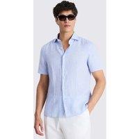 MOSS Pure Linen Short Sleeve Shirt Light Blue