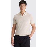 MOSS Cotton Linen Knitted Polo Shirt Oatmeal
