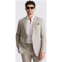 MOSS Tailored Fit Pure Linen Striped Suit Jacket Taupe