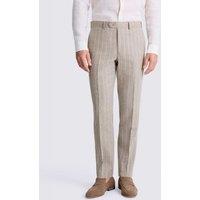 MOSS Tailored Fit Pure Linen Striped Suit Trousers Taupe