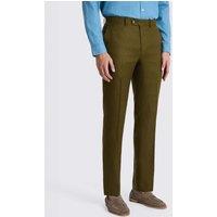 MOSS Tailored Fit Pure Linen Suit Trousers Olive