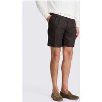 MOSS Linen Rich Twin Pleat Lightweight Shorts Brown