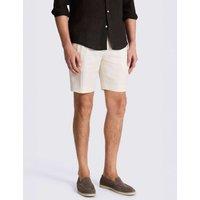 MOSS Linen Rich Twin Pleat Lightweight Shorts Light Cream