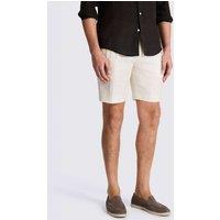 MOSS Linen Rich Twin Pleat Lightweight Shorts Light Cream