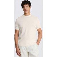 MOSS Cotton Linen Crew Neck T-Shirt Light Cream