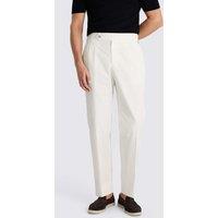 MOSS Tailored Fit Twin Pleat Stretch Trousers White