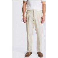 MOSS Tailored Fit Twin Pleat Stretch Trousers Light Cream