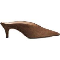Dune London Leather Slip On Kitten Heel Pointed Mules Brown