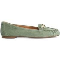 Dune London Suede Trim Flat Loafers Green