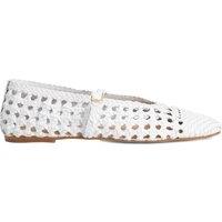 Dune London Leather Woven Flat Mary Jane Ballet Pumps White