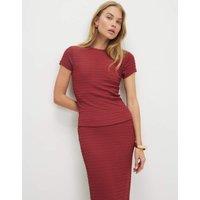 River Island Textured Round Neck T-Shirt Red