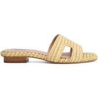 Dune London Raffia Block Heel Sliders Natural