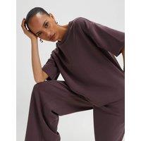 River Island Neoprene Boxy T-Shirt Chocolate