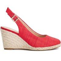 Dune London Leather Wide Fit Wedge Slingback Sandals Red