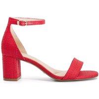 Dune London Leather Ankle Strap Block Heel Sandals Red