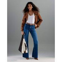 River Island Relaxed High Waisted Flared Jeans Blue Denim
