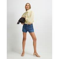 River Island Denim High Waisted Shorts Blue Denim
